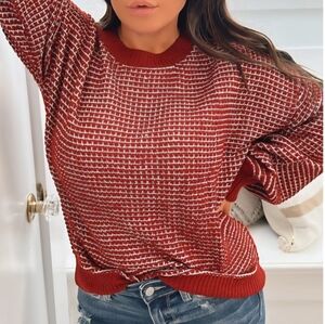 Women's Red Patterned Sweater